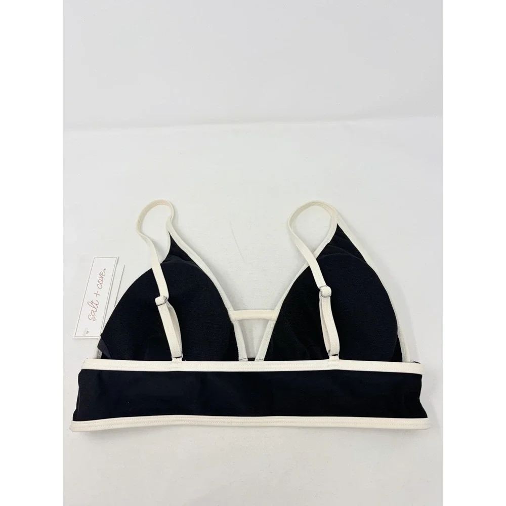 Salt + Cove Juniors Size XS In a Bind Front Tab Midkini Swim Top in Black 573